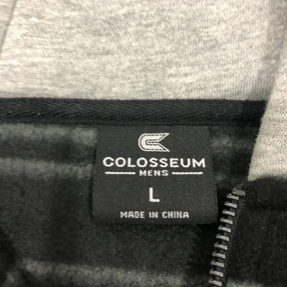 Colosseum Ohio State Striped Polar Fleece Full Zip Hoodie Sweater Mens Sz L Gray - Picture 3 of 8